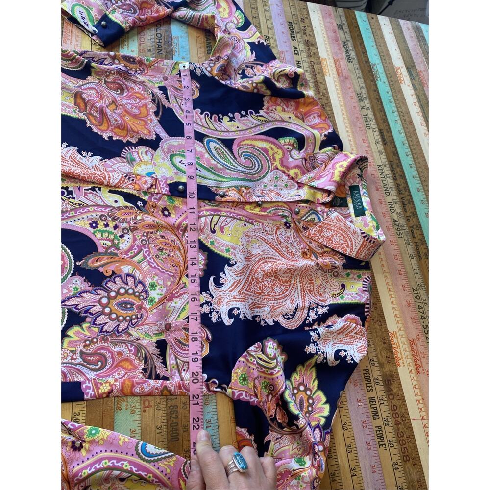 Lauren Ralph LP Colorful Paisley Pattern Long Sleeve Popover Old Money Classic - Picture 10 of 11